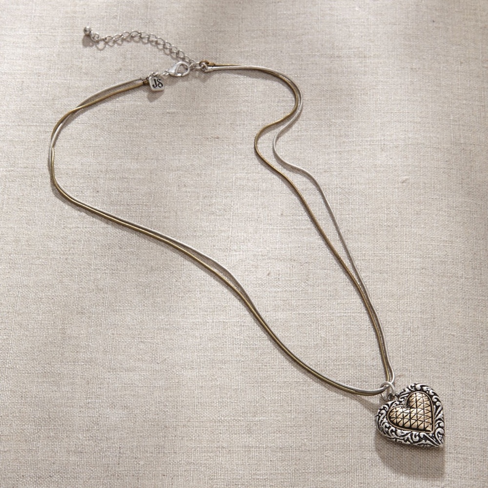 Two Tone Heart Necklace